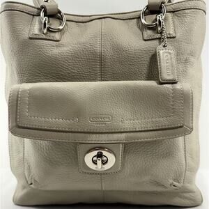 Coach Purse Legacy Leather Tote #19264 Chalk Ivory Pocket Shoulder Bag GUC